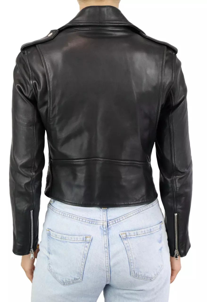 Sandro SANDRO Jacket Women XS Lamb Leather Biker Full Zip Lined Size XS / US 0-2 / IT 36-38 - 2 Thumbnail