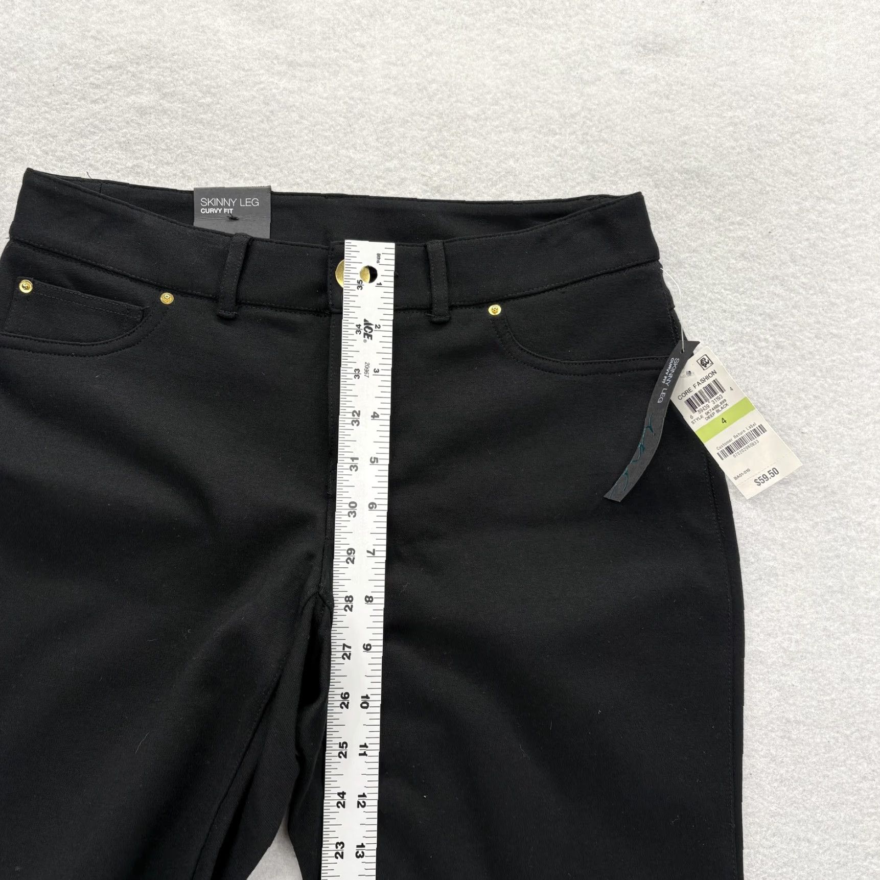 Vintage INC International Concepts Skinny Leg Dress Pants Womens 4 Black Ponte Curvy Fit Pants, Regular, 29in Inseam, Workwear, Business, Casual Women, 4 XS? Size 27" / US 4 / IT 40 - 7 Thumbnail