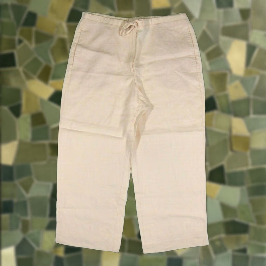 Liz Claiborne Liz Claiborne Sport 100% Linen Soft Pink Wide Leg Casual Pant With Pockets 12/L Size 34" / US 12 / IT 48 - 1 Thumbnail