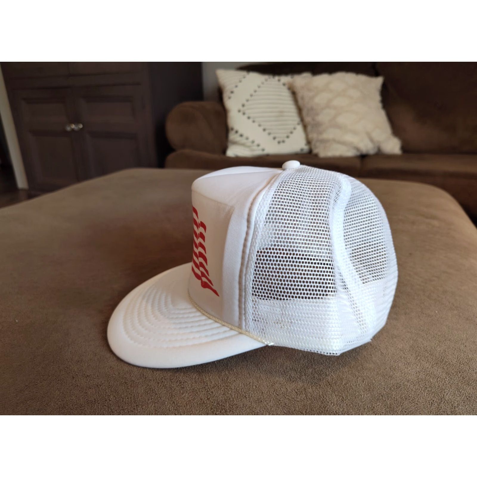Vintage VINTAGE Nissun American Flag White Trucker Hat Snapback Men One Size NWOT Size ONE SIZE - 2 Thumbnail