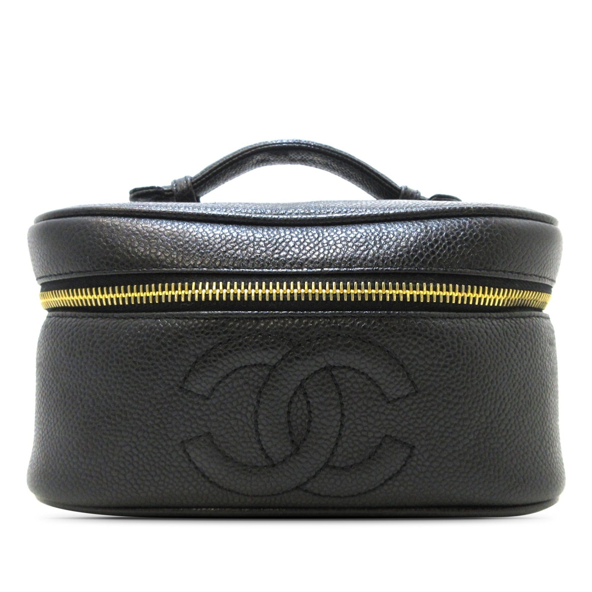 image of Chanel Cc Caviar Vanity Case Vanity Bag in Black, Women's