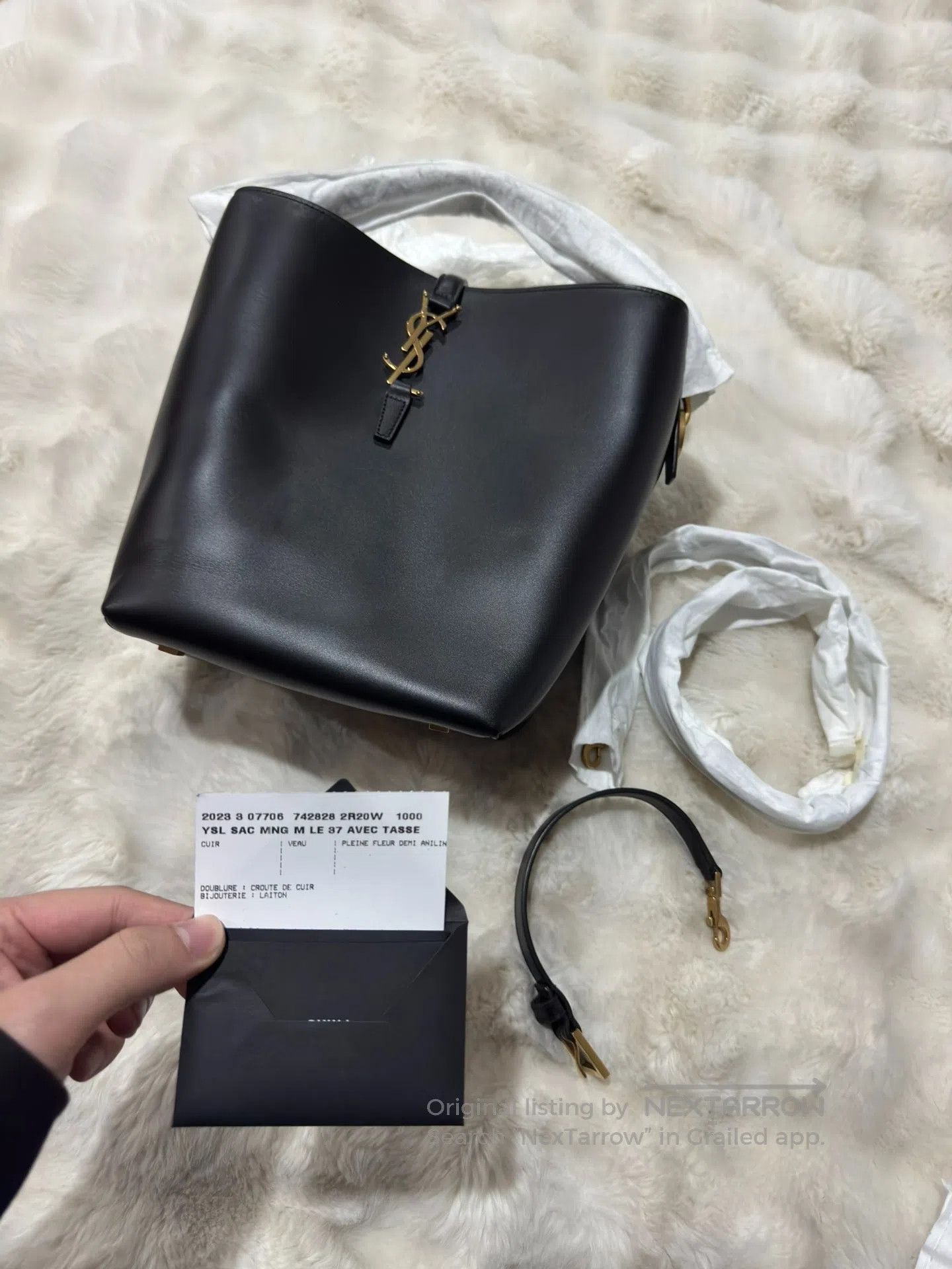 Saint Laurent Paris Saint Laurent Paris Large Black and Gold Cowhide Bucket Ho Size ONE SIZE - 2 Thumbnail