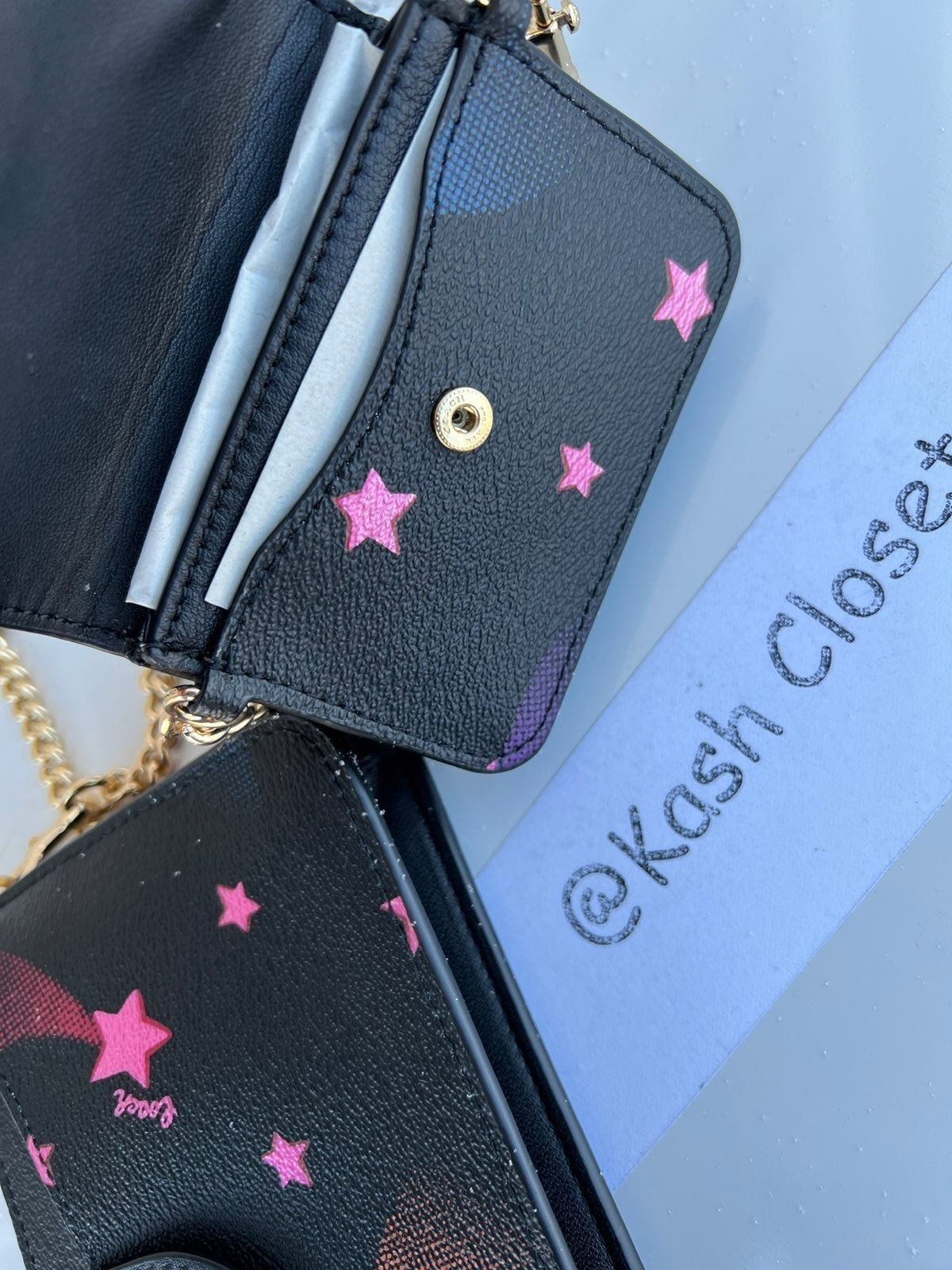 Coach Coach Poppy Crossbody Bag Disco Star Print Black Multi Size ONE SIZE - 8 Thumbnail
