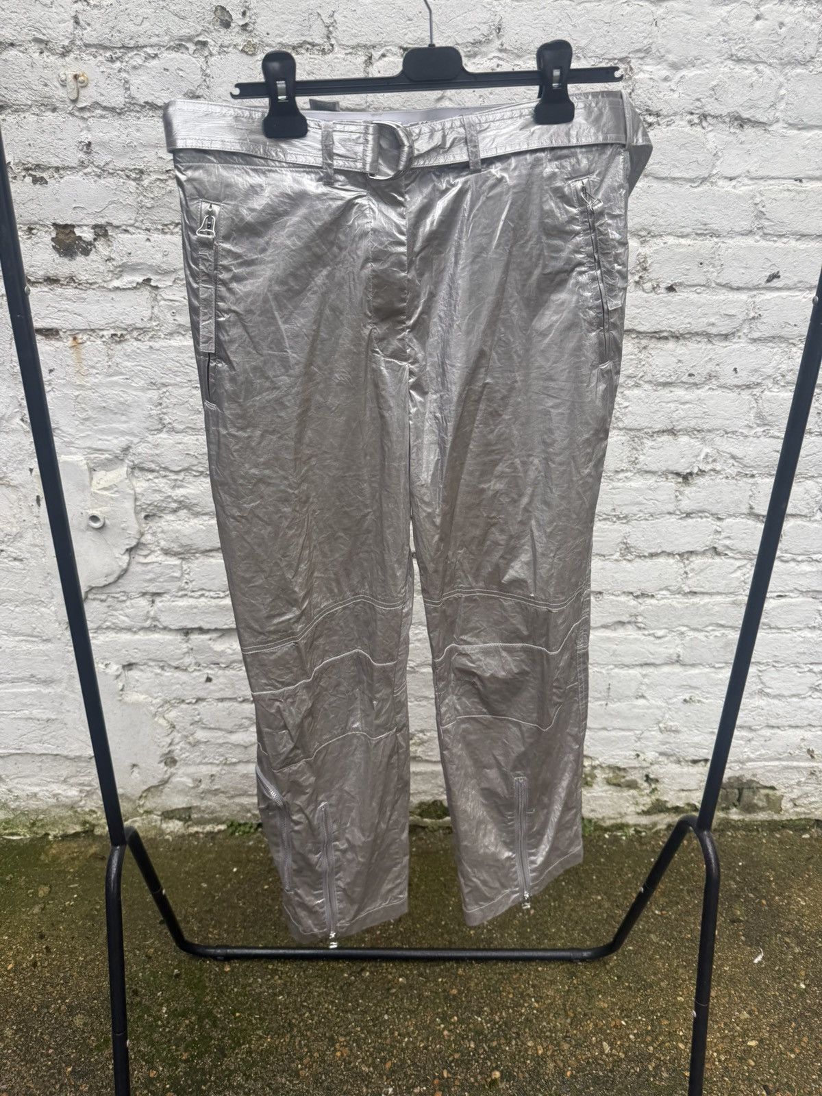 Helmut Lang Silver Helmut Land 2022 Runway wide-leg cargo trousers Size US 28 / EU 44 - 1 Thumbnail