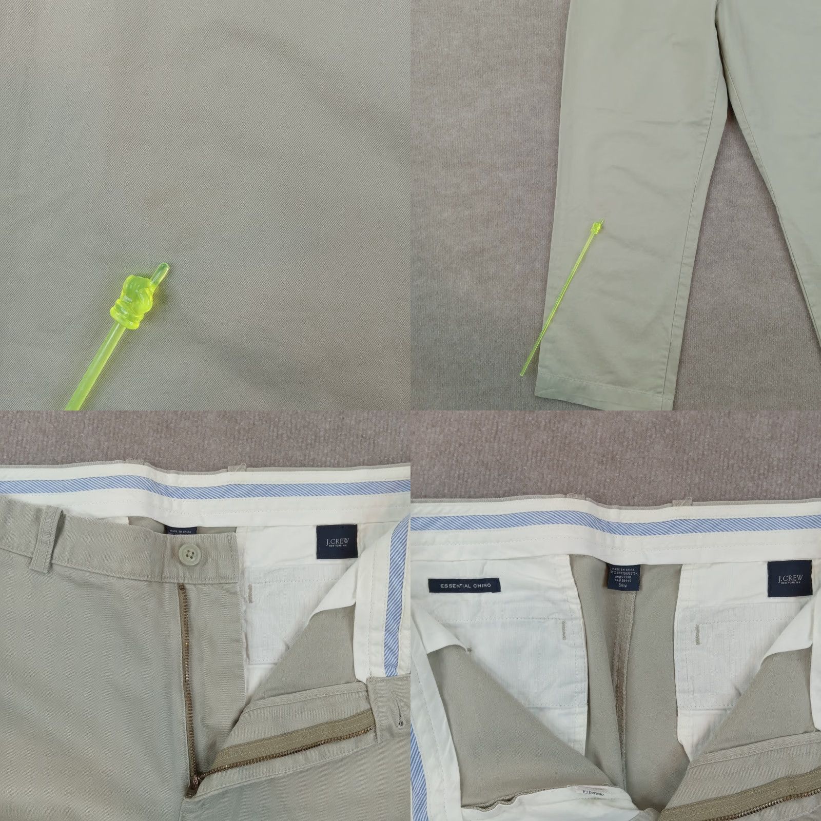 J.Crew J Crew Mens Chino Pants 36x29 Extra Large XL Beige Khaki Straight Leg Relaxed Fit Size US 35 - 8 Thumbnail