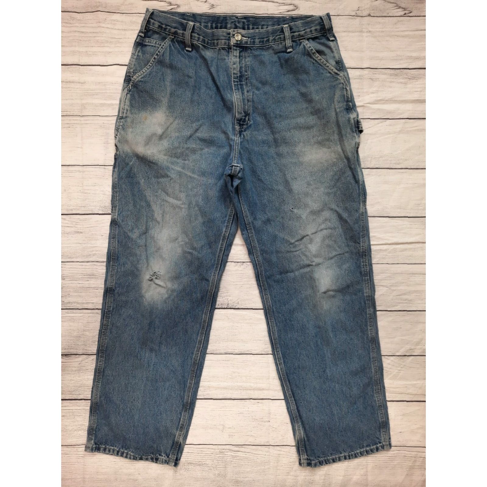 Carhartt Carhartt Jeans Carpenter Loose Original Dungaree Fit 38x32 5-Pocket Design Mens Blue Cotton Straight High Rise Size US 38 / EU 54 - 4 Thumbnail