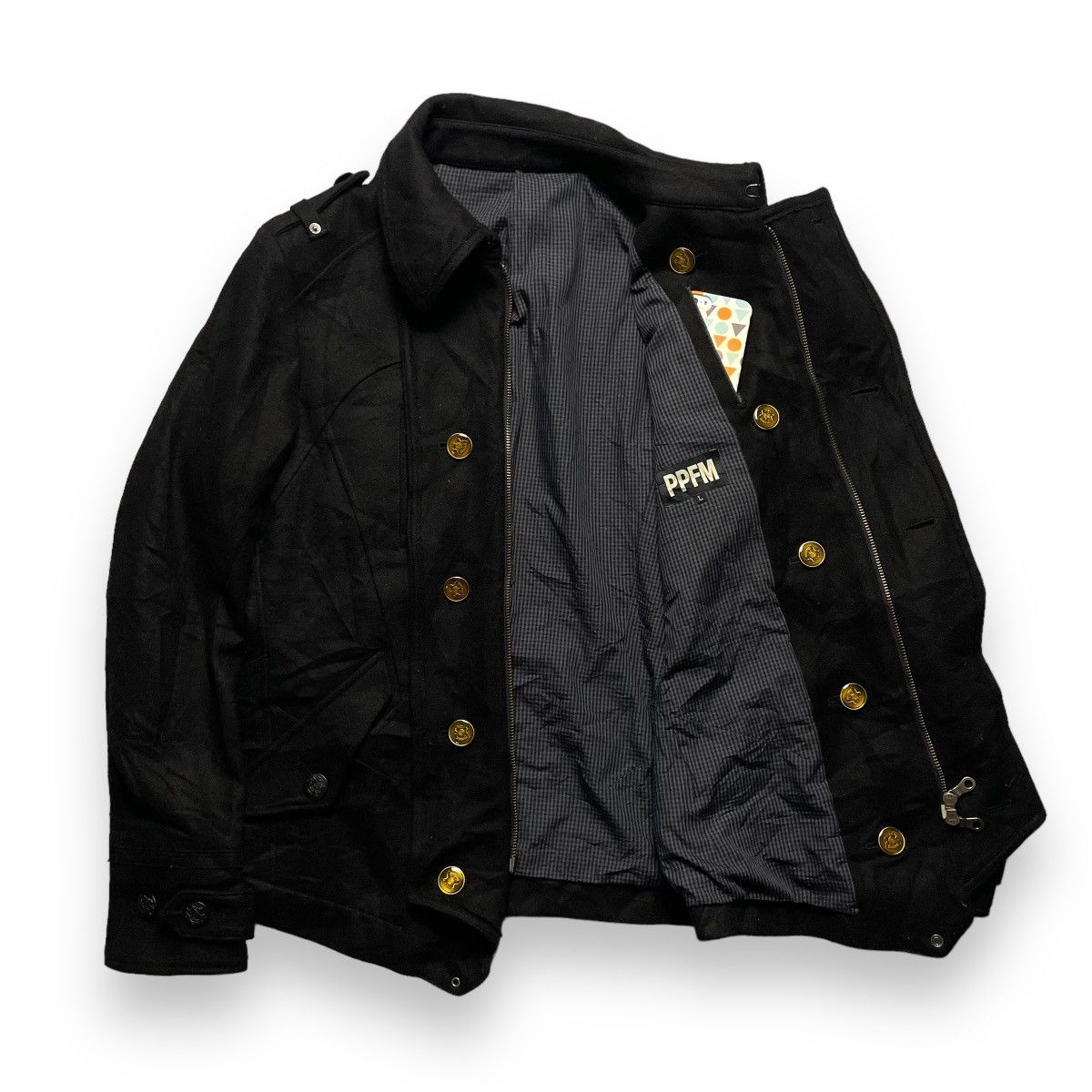 If Six Was Nine × Le Grande Bleu (L.G.B.) × PPFM 🇯🇵 VINTAGE PPFM WOOL PEA COAT PUNK GOTHIC JACKET Size US L / EU 52-54 / 3 - 2 Thumbnail