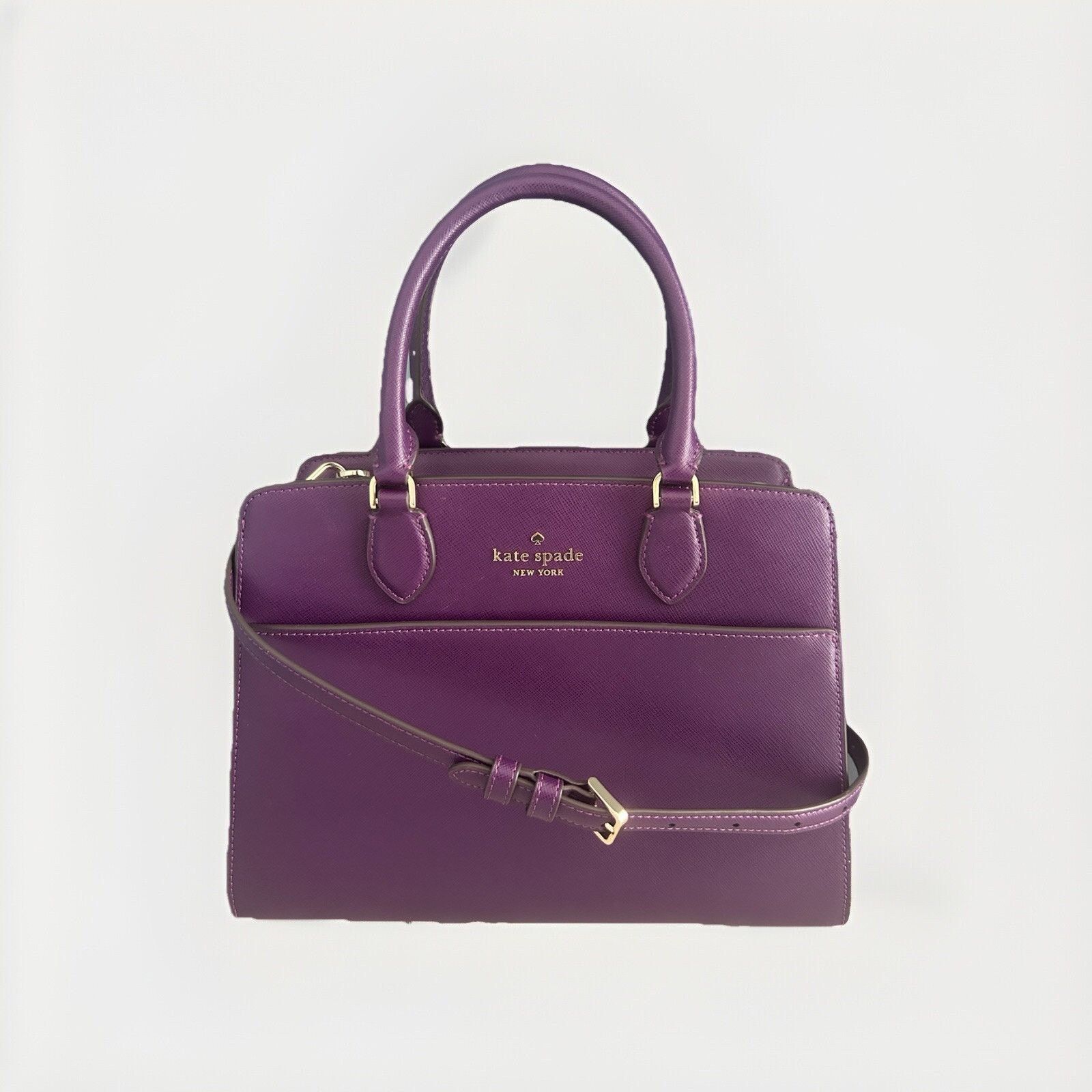 Kate Spade Kate Spade Ripe Plum Madison Saffiano Leather Purple Satchel Size ONE SIZE - 3 Thumbnail