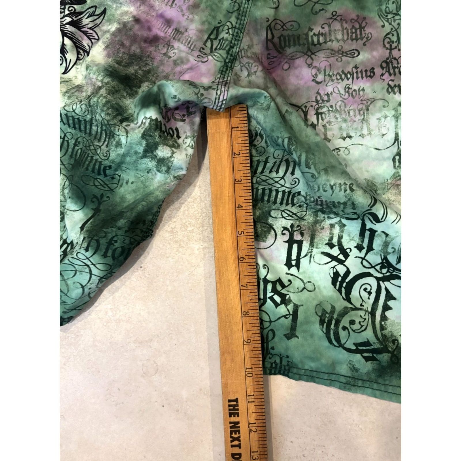 Vintage MMA Elite Fight Shorts Mens Green Purple Skull Graphic Board Shorts Training Size US 34 / EU 50 - 8 Thumbnail
