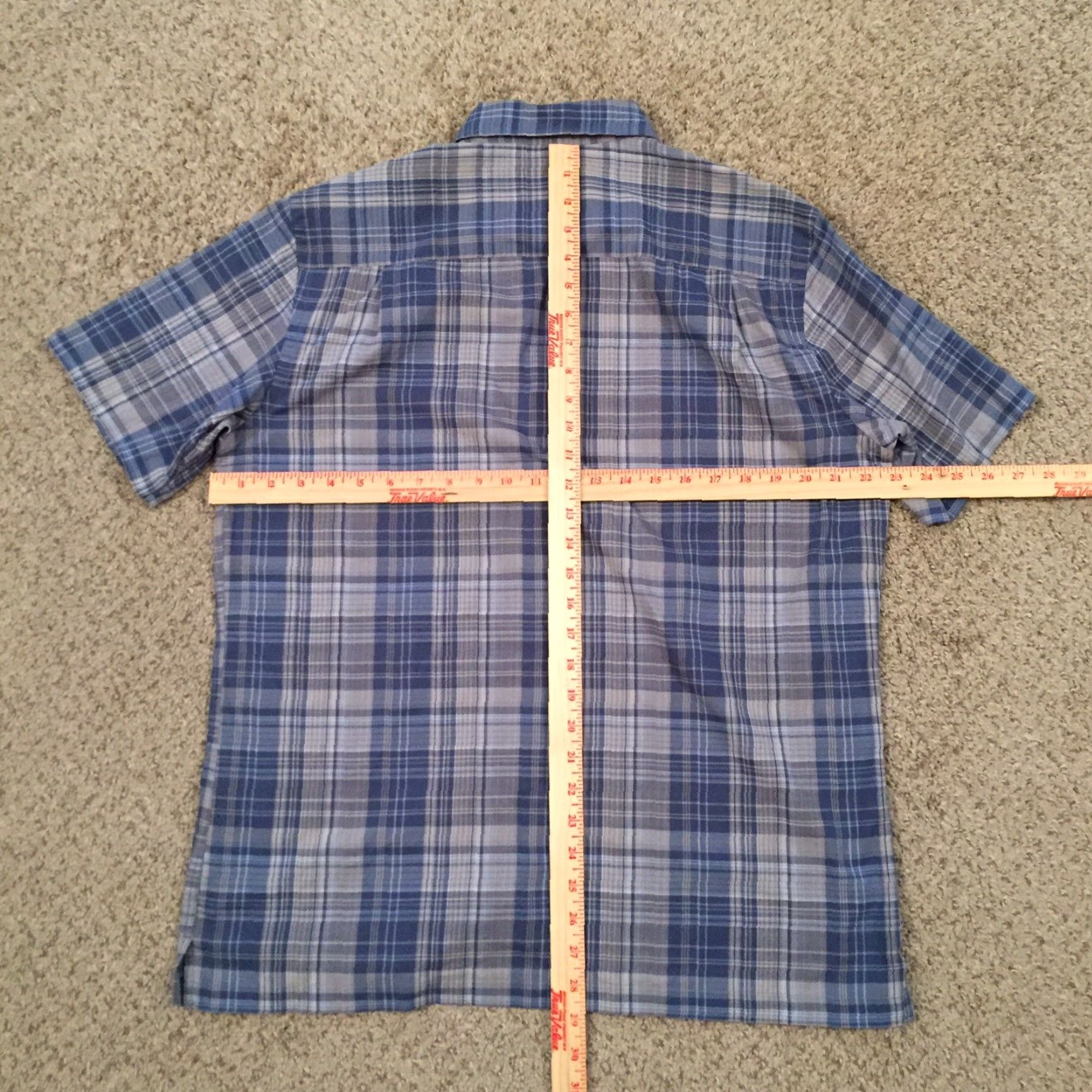 Van Heusen Van Heusen Shirt Mens 15.5 Blue Plaid Short Sleeve Button Up Size US L / EU 52-54 / 3 - 6 Thumbnail