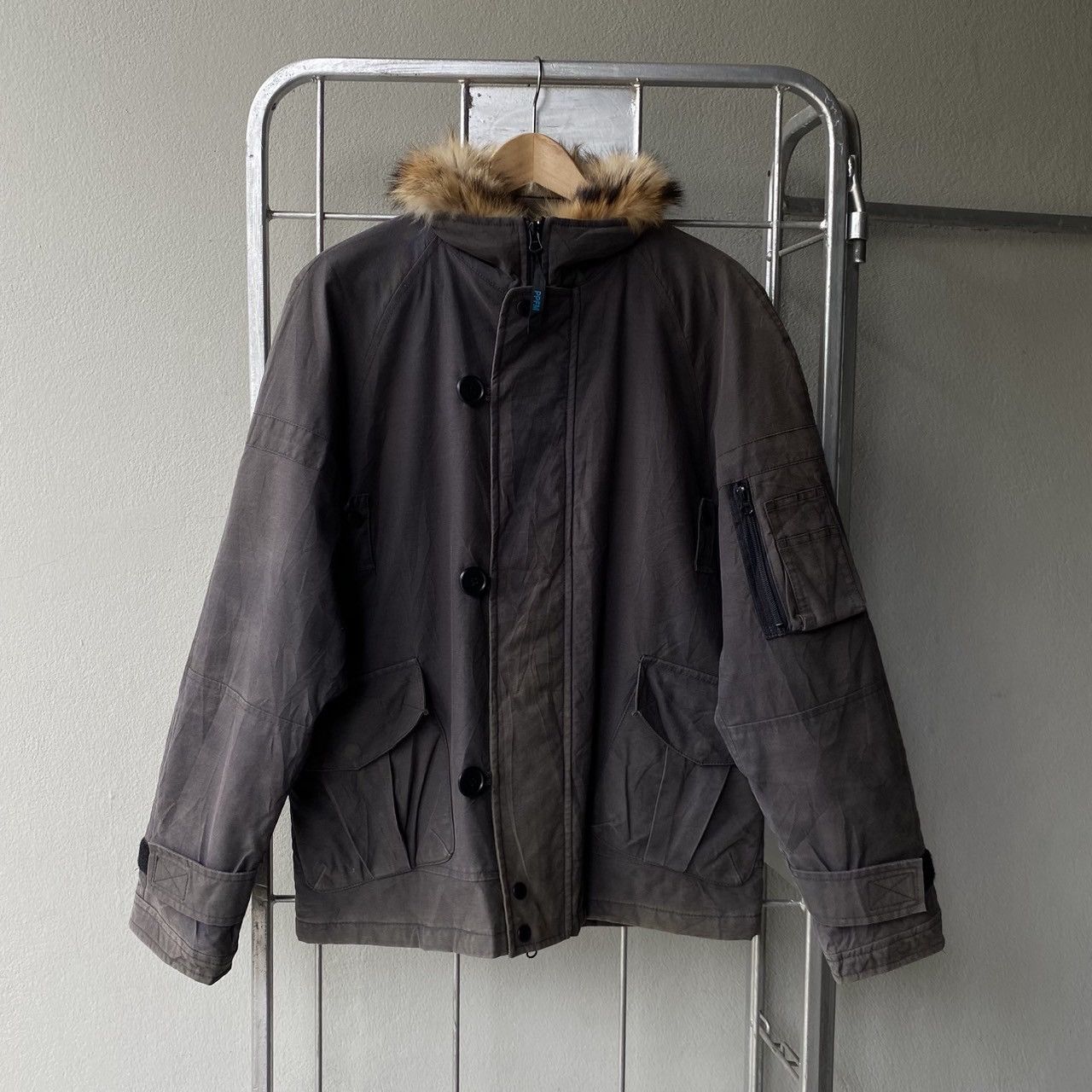 PPFM PPFM Gray Fur-Collar Puffer Jacket Size US L / EU 52-54 / 3 - 11 Thumbnail