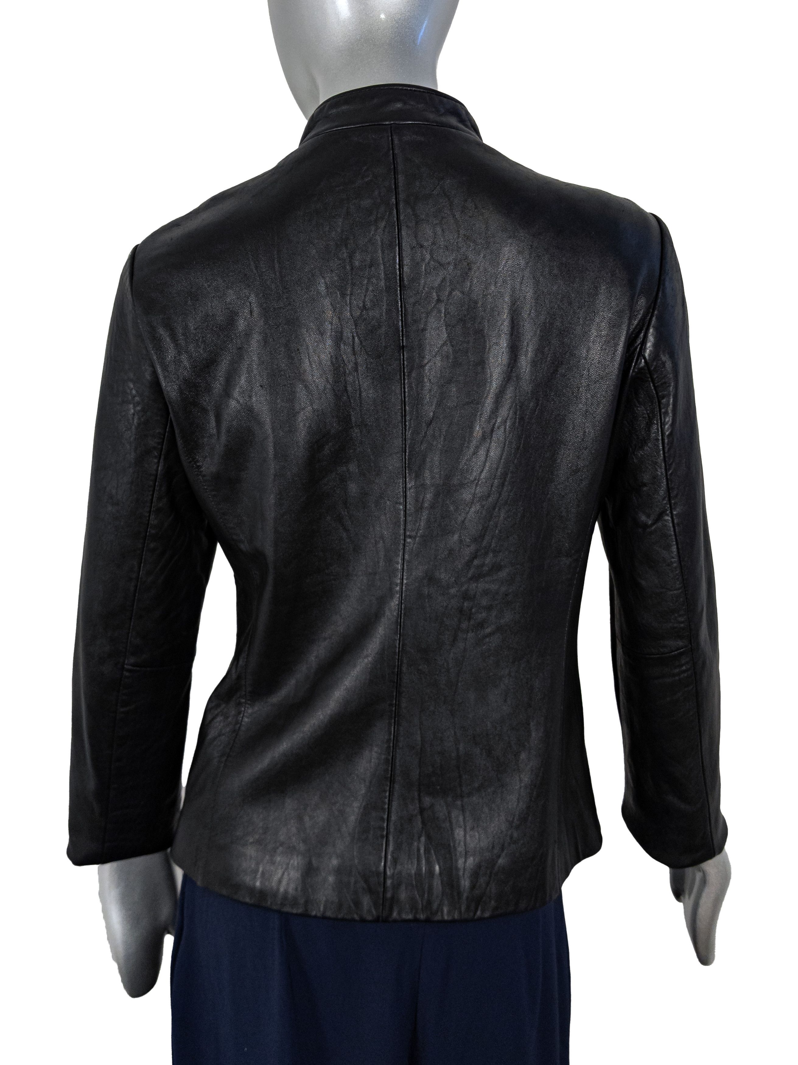 Mossimo Y2K Mossimo black women's leather jacket burgundy lining Size S / US 4 / IT 40 - 10 Thumbnail