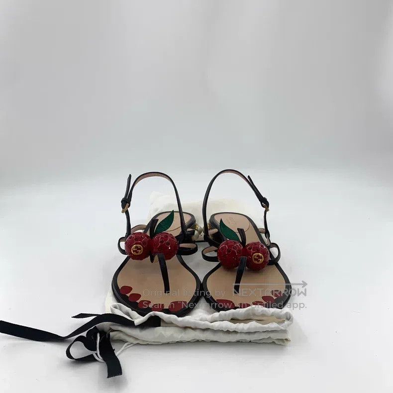 Gucci Gucci Black pearl cherry decorative clip toe sandals Size US 6.5 / IT 36.5 - 8 Thumbnail