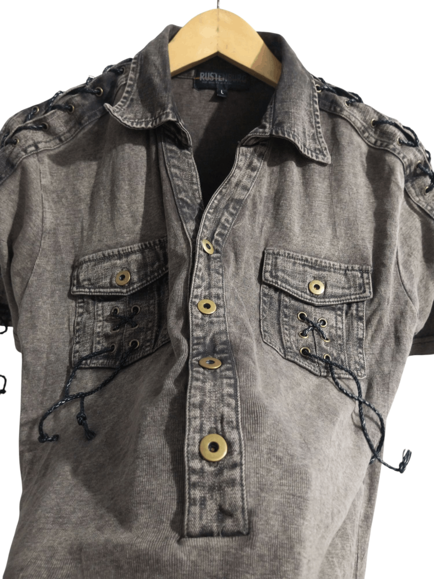 20471120 Vintage Rustenburg rope open colar punk polo shirt Size US L / EU 52-54 / 3 - 4 Thumbnail