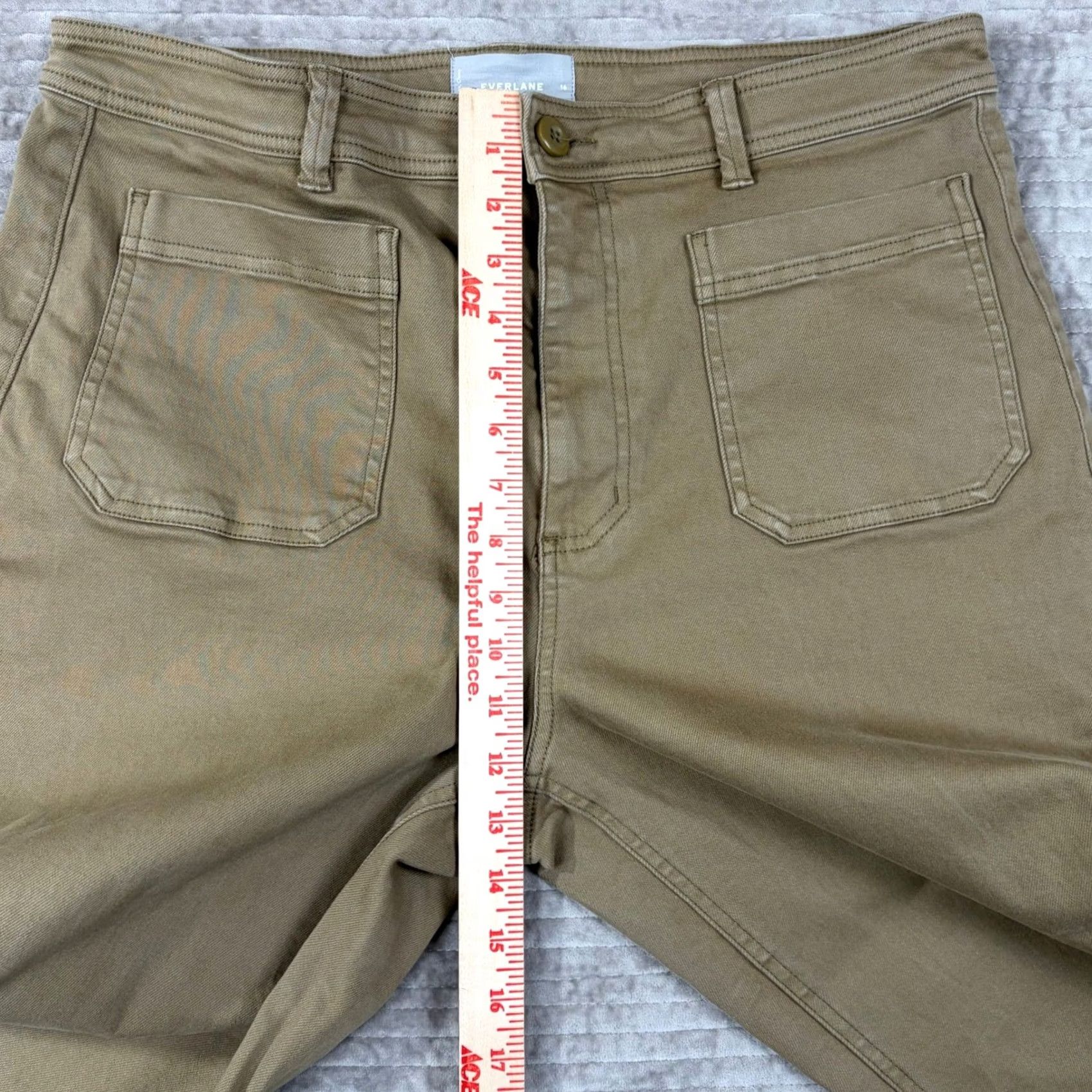 Everlane Everlane Wide Leg Crop Pants Khaki Tan Size 16 Stretch Patch Pockets High Rise Workwear Cropped Women Mens? Size 38" / US 16 / IT 52 - 5 Thumbnail