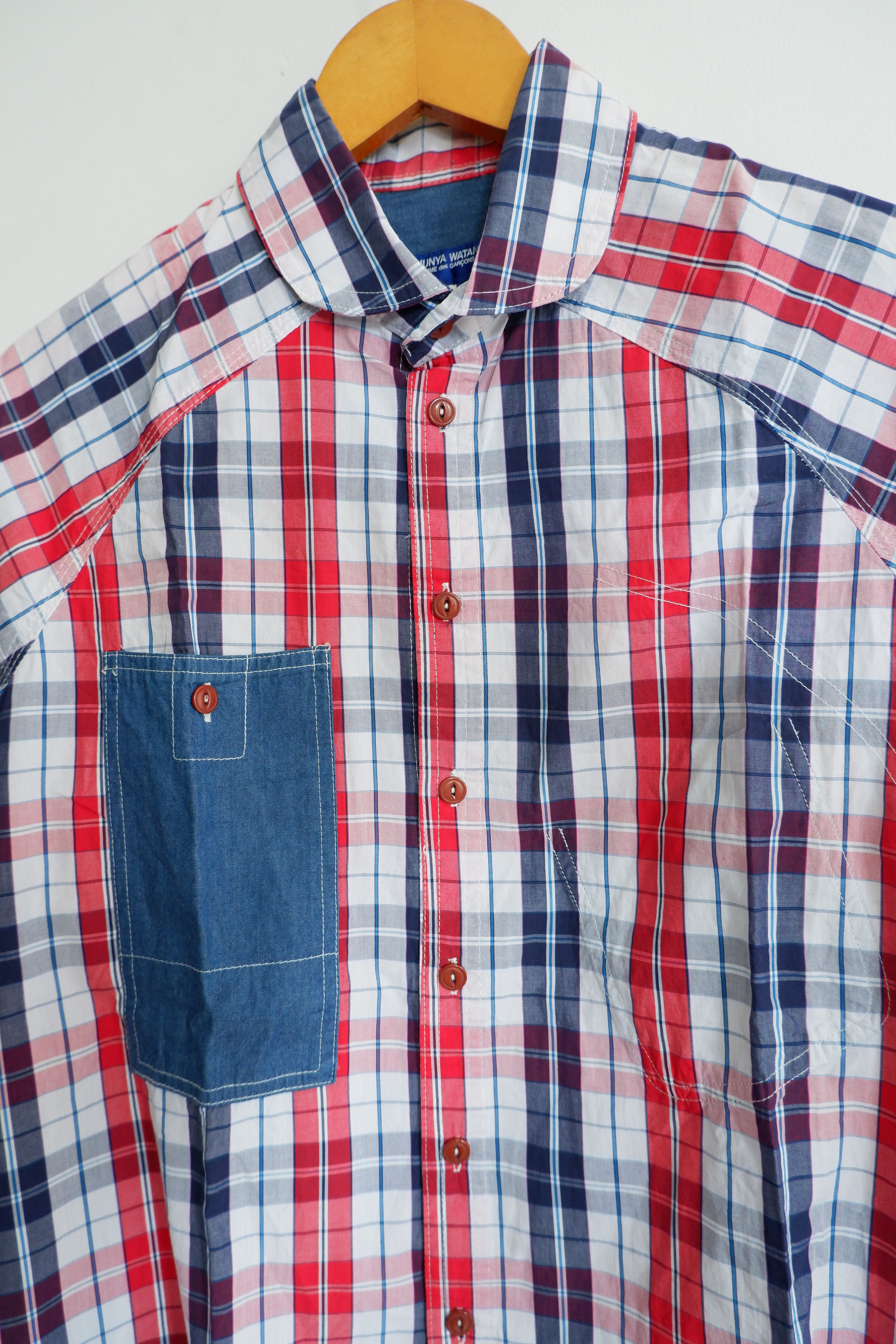 Comme des Garcons Homme Plus 2005 Junya Watanabe CDG Plaid Contrast Stitch Shirts Size US L / EU 52-54 / 3 - 3 Thumbnail
