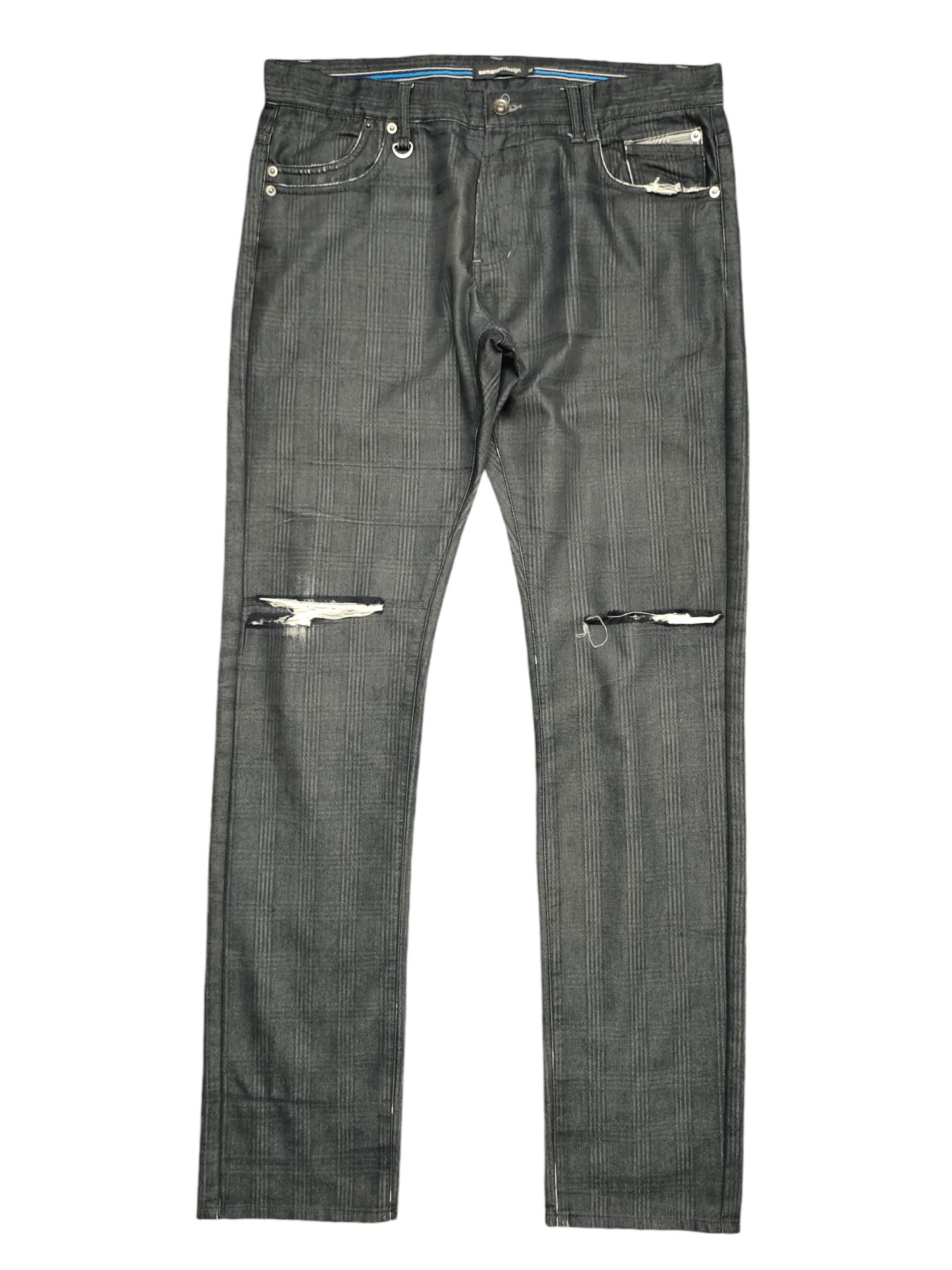 semanticdesign Vintage Semantic Design Checkered Distress Trouser Pants Size US 34 / EU 50 - 1 Thumbnail
