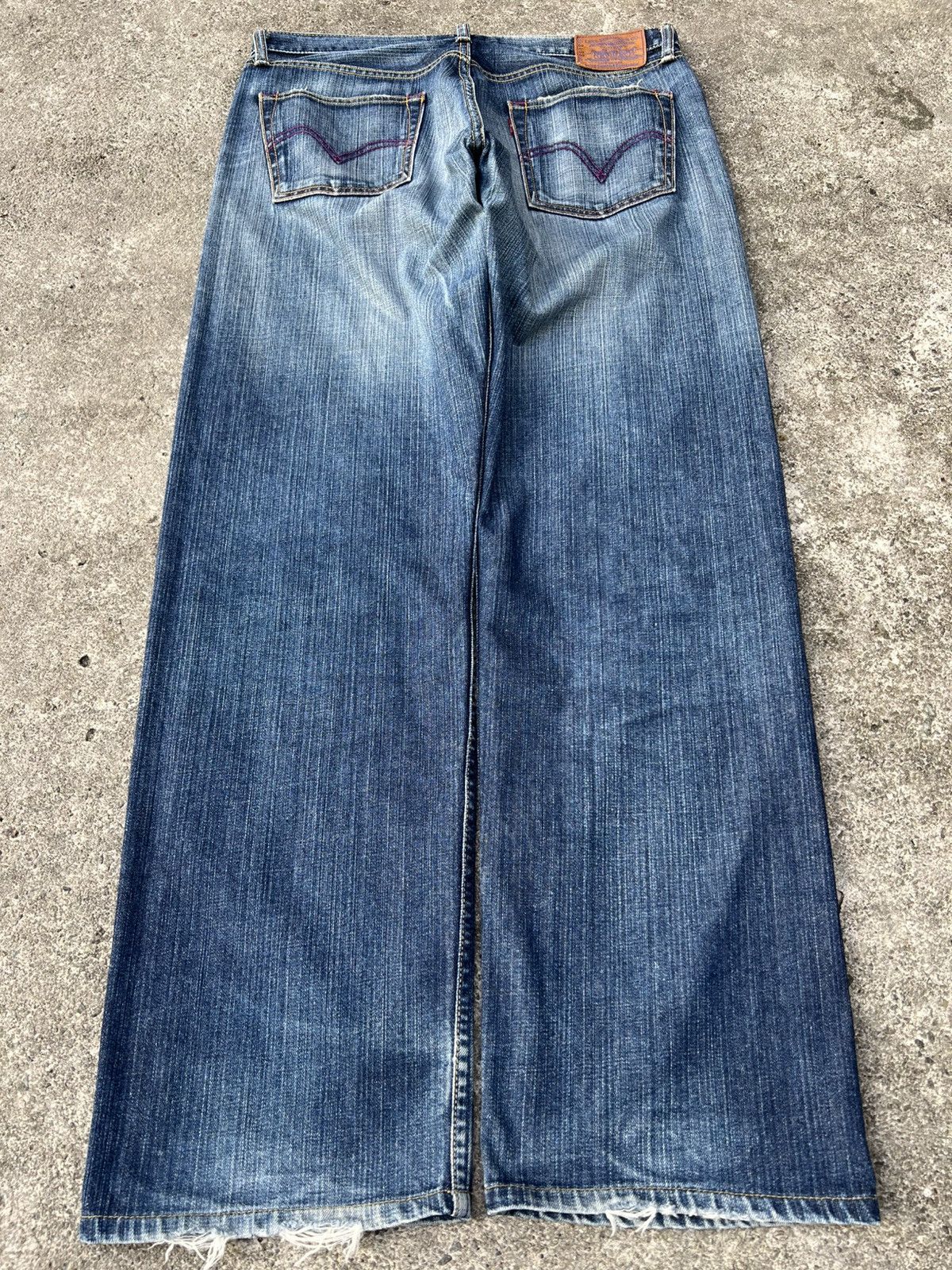 Levi's 💥Baggy💥Vintage Levi’s 503 Distressed Mud Wash Jean Size US 35 - 2 Thumbnail