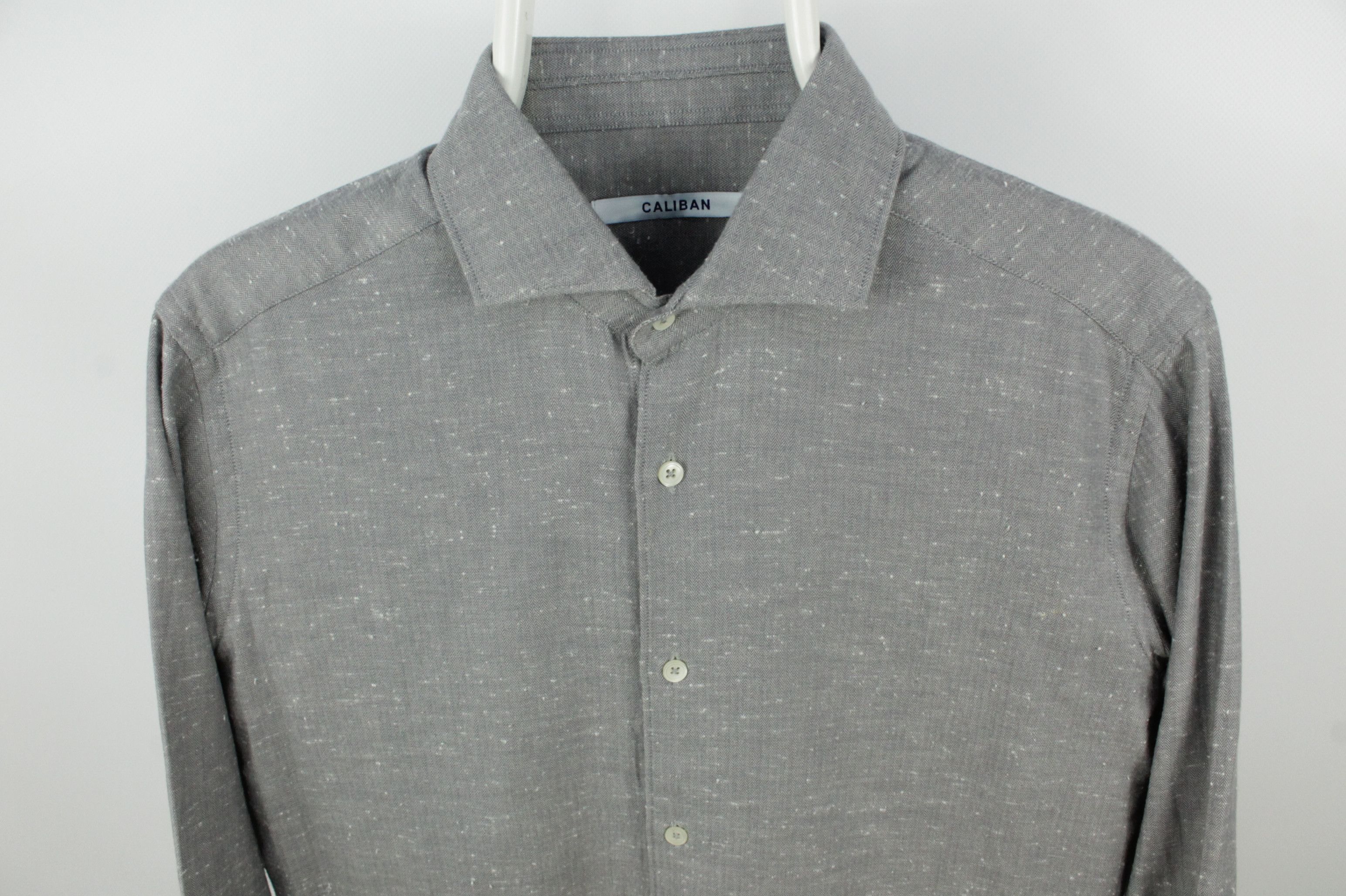 Other Caliban Gray Melange Cotton Dress Shirt Men's Size US M / EU 48-50 / 2 - 2 Thumbnail