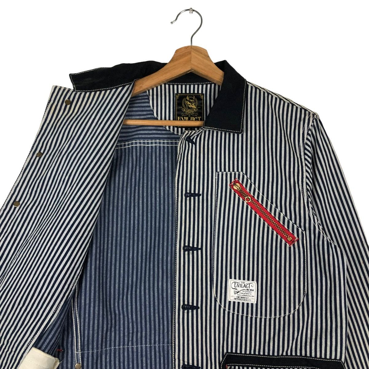 Japanese Brand 🔥VTG HICORY CHORE BIKER JACKET EVILACT MOTORCYCLE KAPITAL Size US S / EU 44-46 / 1 - 12 Thumbnail