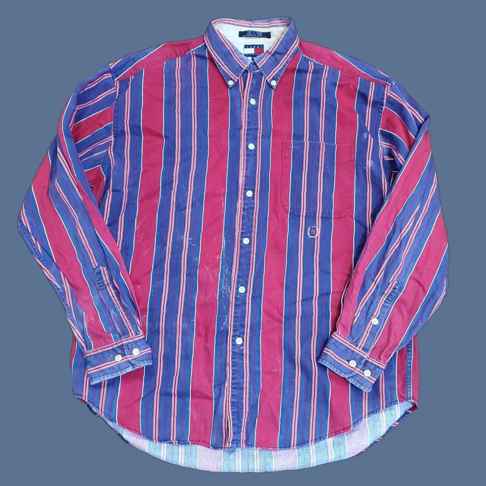 Tommy Hilfiger VINTAGE Tommy Hilfiger Shirt Mens L Red Corduroy Stripe Button-Down Size US L / EU 52-54 / 3 - 1 Thumbnail