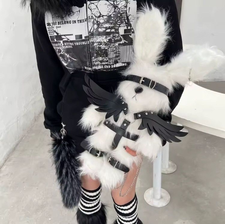 Other Y2K Gothic Lolita Rabbit Ear Backpack – Handmade Plush Wings Size ONE SIZE - 4 Thumbnail