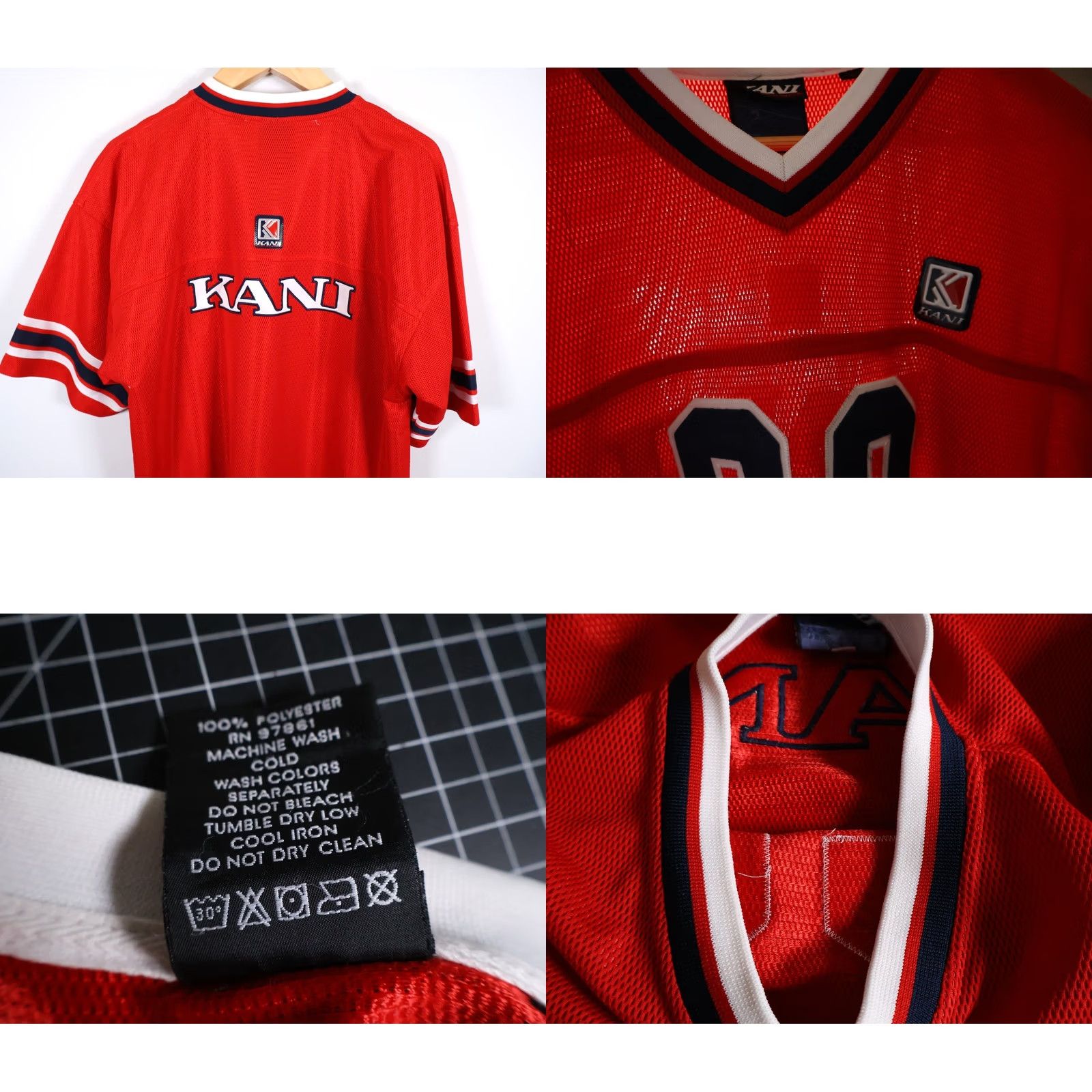Karl Kani VINTAGE Karl Kani Football Jersey Men's XL Red Dark Blue Sewn Stitched 23 Streetwear Hip Hop Retro Size US XL / EU 56 / 4 - 9 Thumbnail