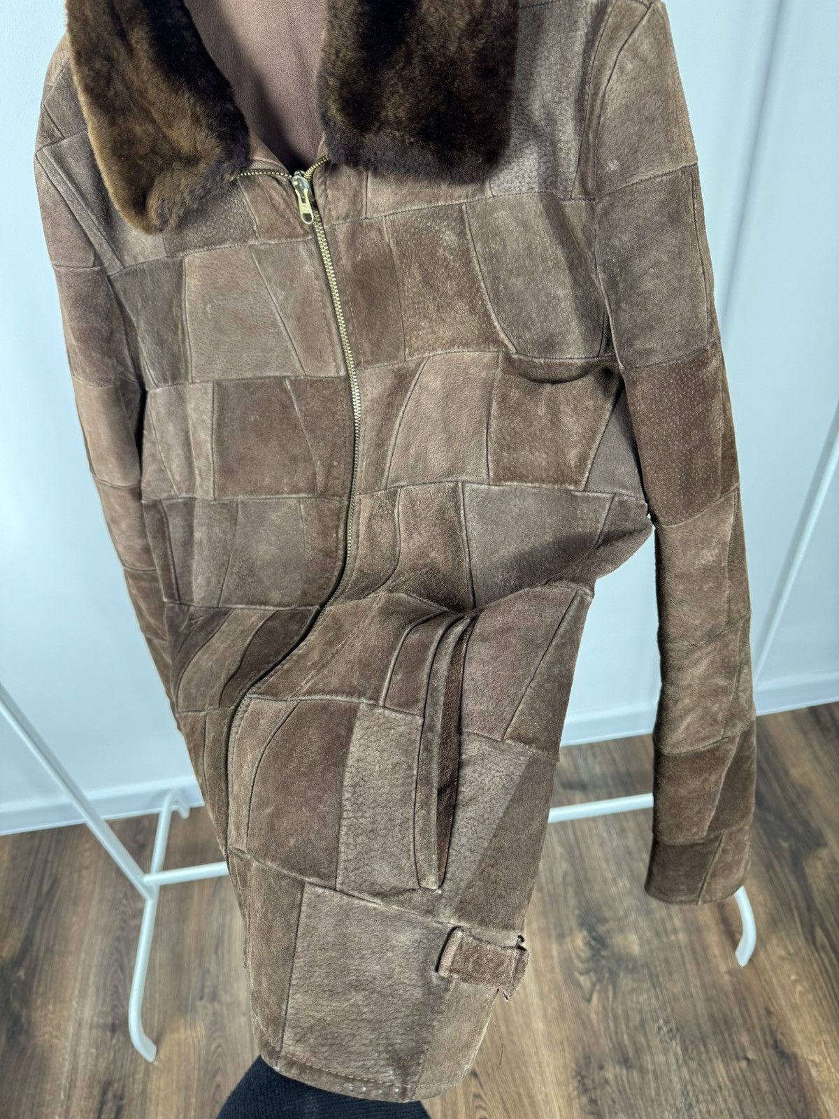 Other Vintage Brown Patchwork Leather Jacket Shearling Collar Zip Size US XL / EU 56 / 4 - 7 Thumbnail