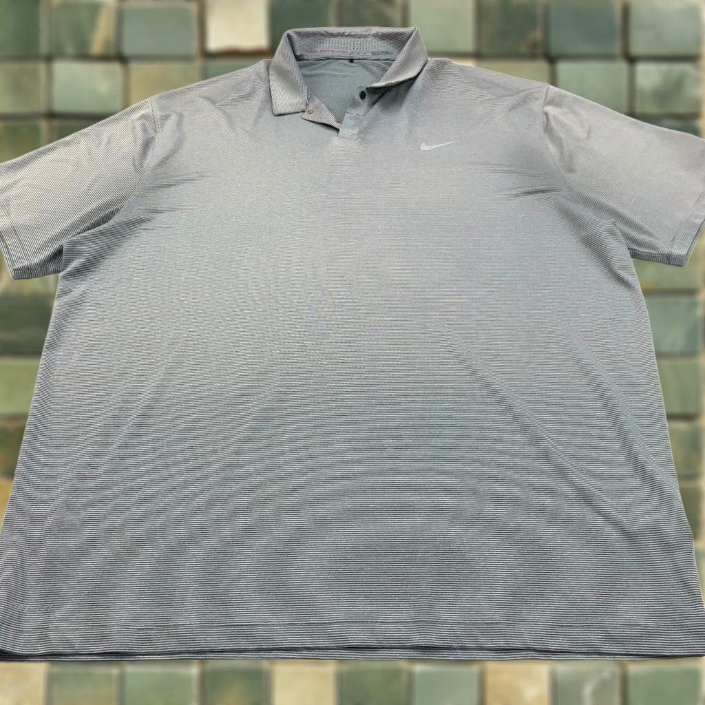 Nike Nike Tiger Woods Dri Fit Golf Button Polo Shirt Striped XXL Gray Size US XXL / EU 58 / 5 - 1 Thumbnail