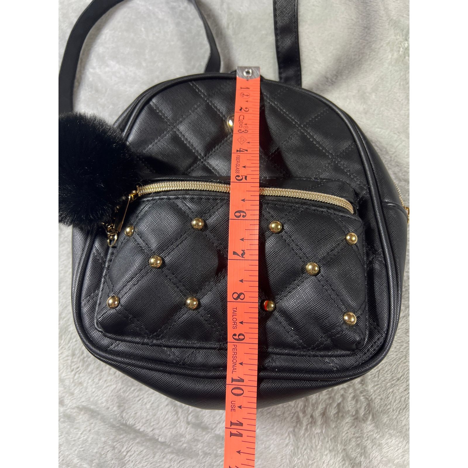 Other Y2K Coquette Black Gold Mini Backpack Faux Leather Street Size ONE SIZE - 7 Thumbnail