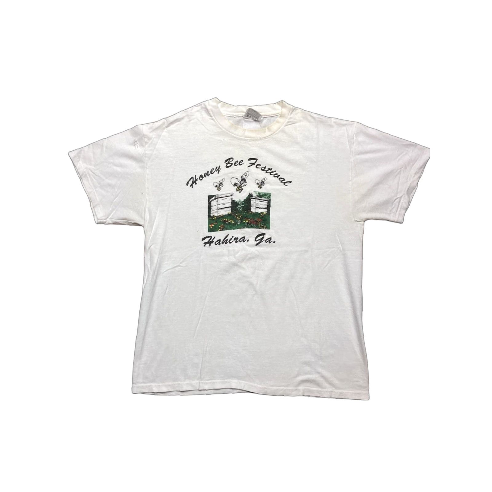 Hanes VINTAGE Hanes T-Shirt Honey Bee Festival Hahira Georgia Distressed Large Men Yellow M L Mens Size US L / EU 52-54 / 3 - 1 Thumbnail