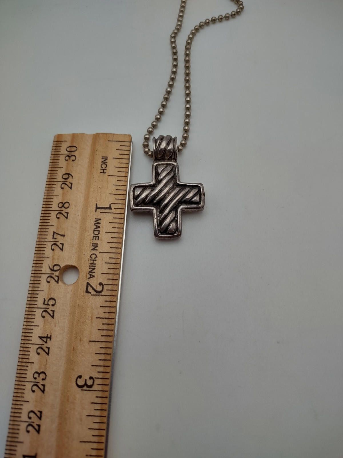 The Unbranded Brand Sterling Silver Men's Cross Necklace 24” Italy 925 Size ONE SIZE - 4 Thumbnail