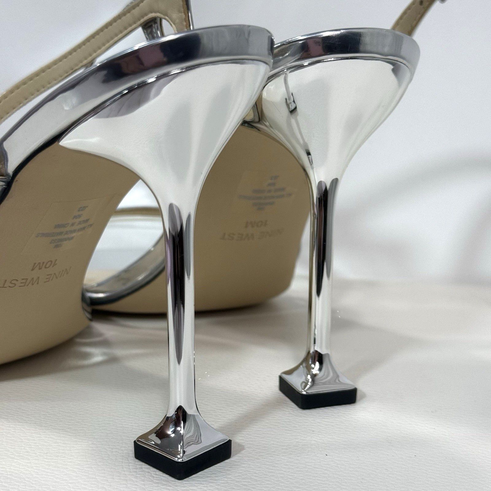 Nine West Nine West Heels Pumps Silver Open Toe Wo's Size 10 Size US 10 / IT 40 - 7 Thumbnail