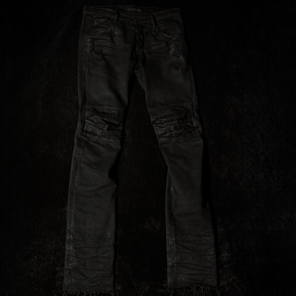 Image of Archival Clothing x Julius Ss10 “Neurbanbölker" Waxed Denim in Black Wax, Men's (Size 31)