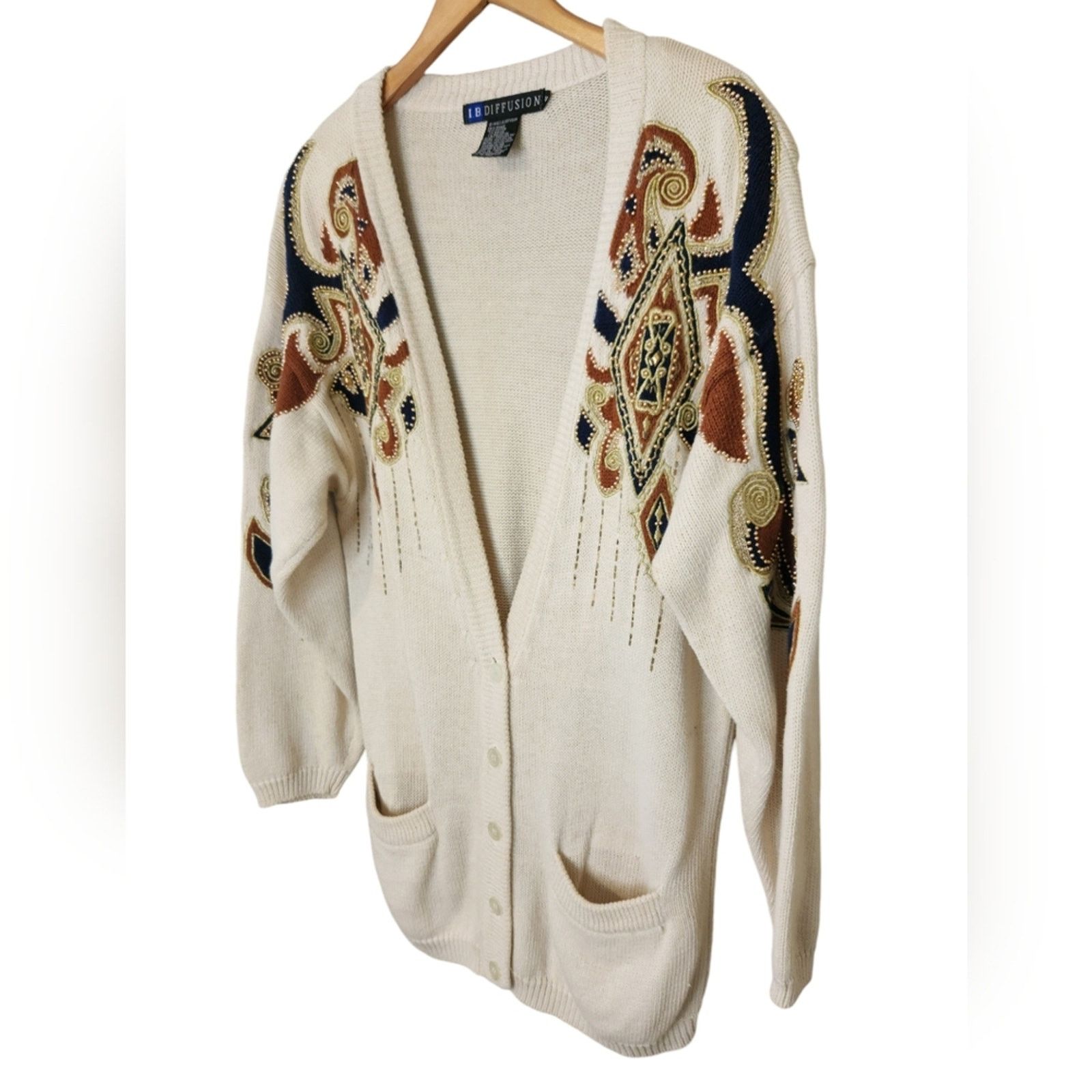 Vintage IBDiffusion 90's Vintage Cardigan Sweater Small Size S / US 4 / IT 40 - 4 Thumbnail