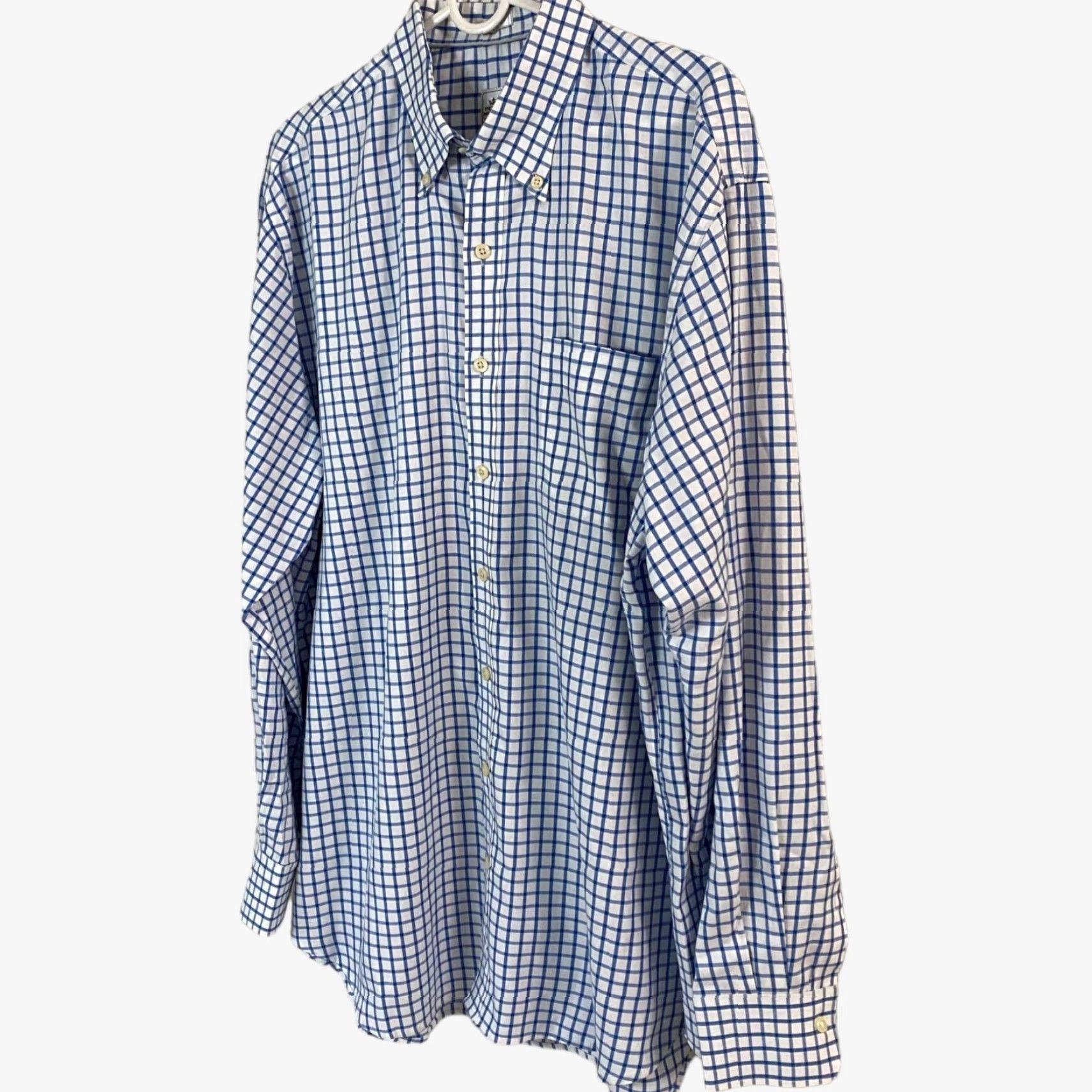Peter Millar VINTAGE Peter Millar Nanoluxe Button-Down Shirt Mens Large Blue Check Long Sleeve Cotton Size US L / EU 52-54 / 3 - 2 Thumbnail