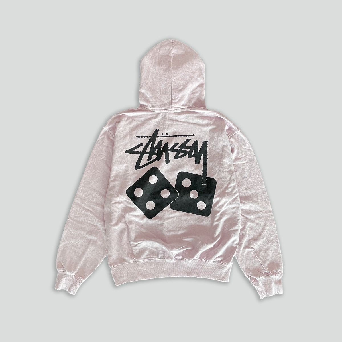 Streetwear × Stussy Stussy Dice Pigment Dyed Hoodie Blush