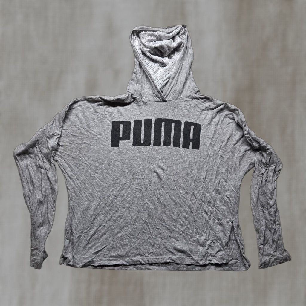 Puma PUMA Hooded Shirt Women's M Gray Long Sleeve Cropped Pullover Activewear Logo Sports Modern Fit Size M / US 6-8 / IT 42-44 - 1 Thumbnail