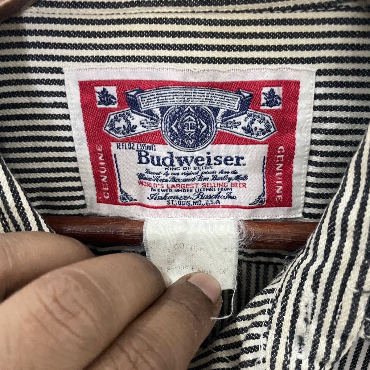 Budweiser Vintage Budweiser Hickory Stripe Button Ups Tee Size US L / EU 52-54 / 3 - 5 Thumbnail