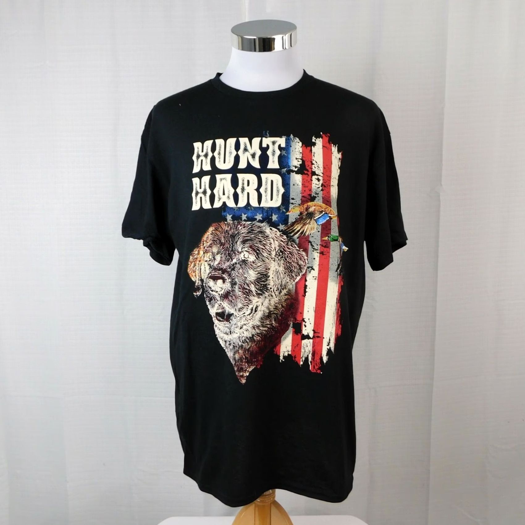 Delta Delta T-Shirt Black Large Mens Hunting American Flag Bird Dog Graphic Crew Neck Cotton Short Sleeve 1516 Size US L / EU 52-54 / 3 - 2 Thumbnail