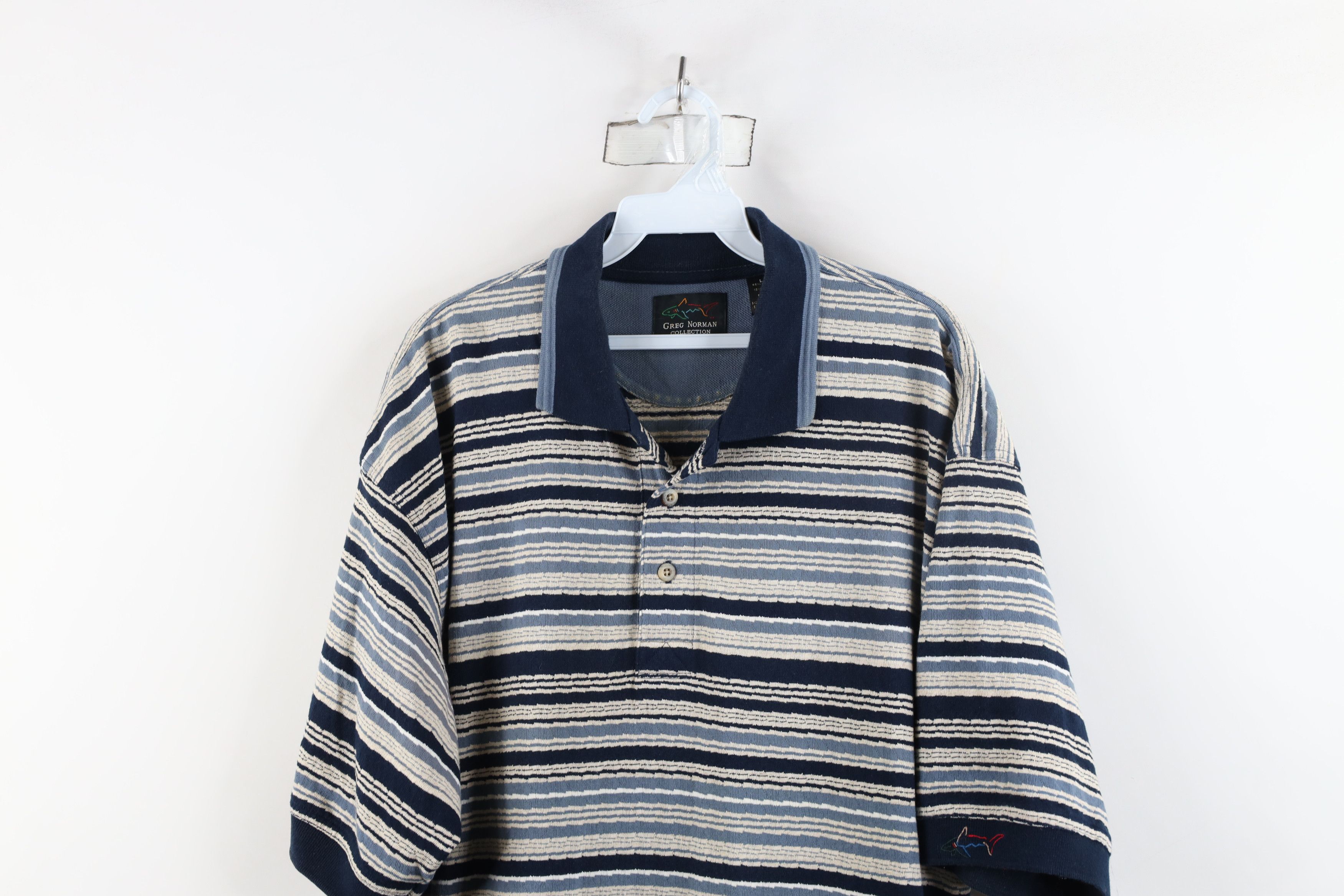 Vintage Vintage 90s Streetwear Baggy Striped Knit Golf Polo Shirt Size US L / EU 52-54 / 3 - 2 Thumbnail