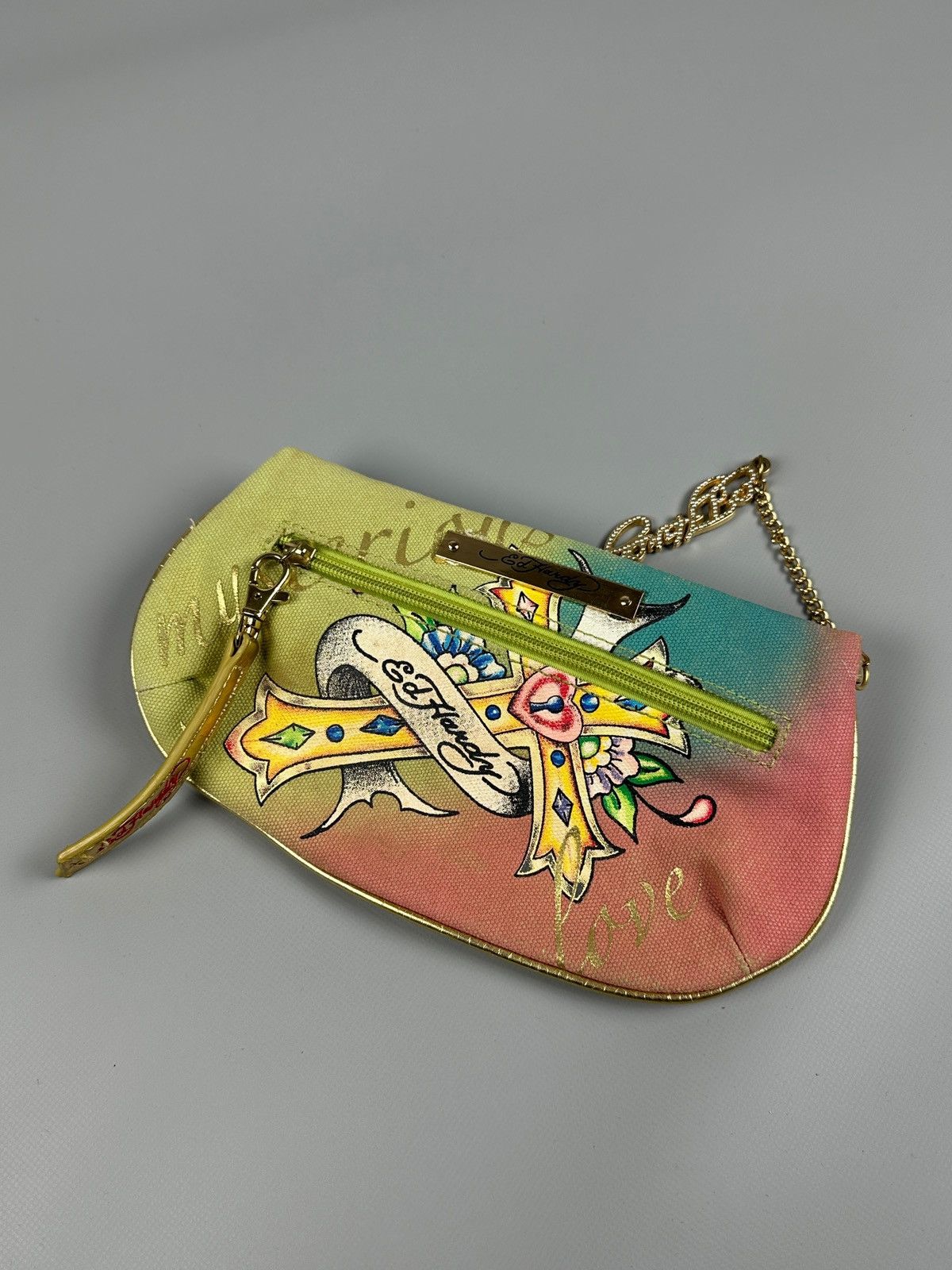 Ed Hardy Vintage Ed Hardy Y2K Tattoo Print Clutch Canvas Bag Size ONE SIZE - 2 Thumbnail