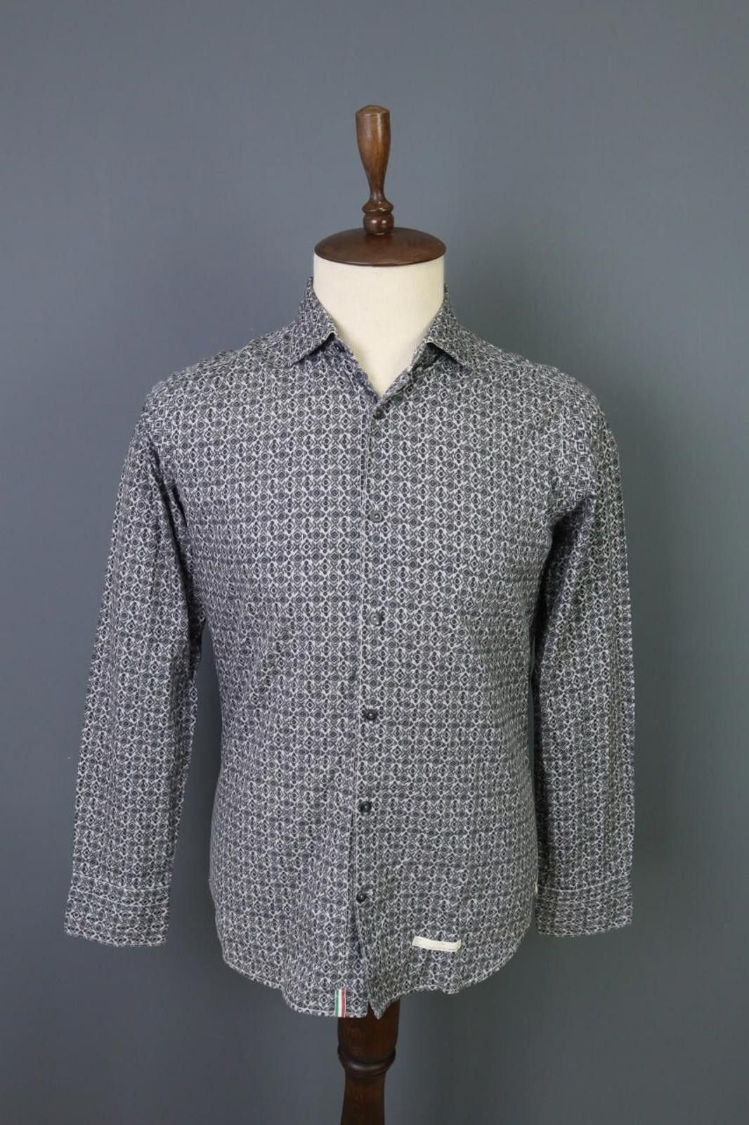 Designer Tintoria Mattei 954 Slim Luxury Printed Shirt Size 40 Size US M / EU 48-50 / 2 - 1 Thumbnail