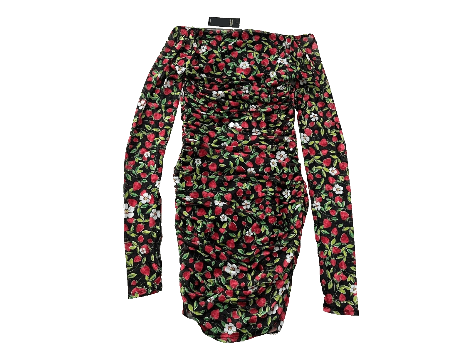 Other AFRM Leona Strawberry Print Ruched Bodycon Dress ( M ) Size M / US 6-8 / IT 42-44 - 7 Thumbnail