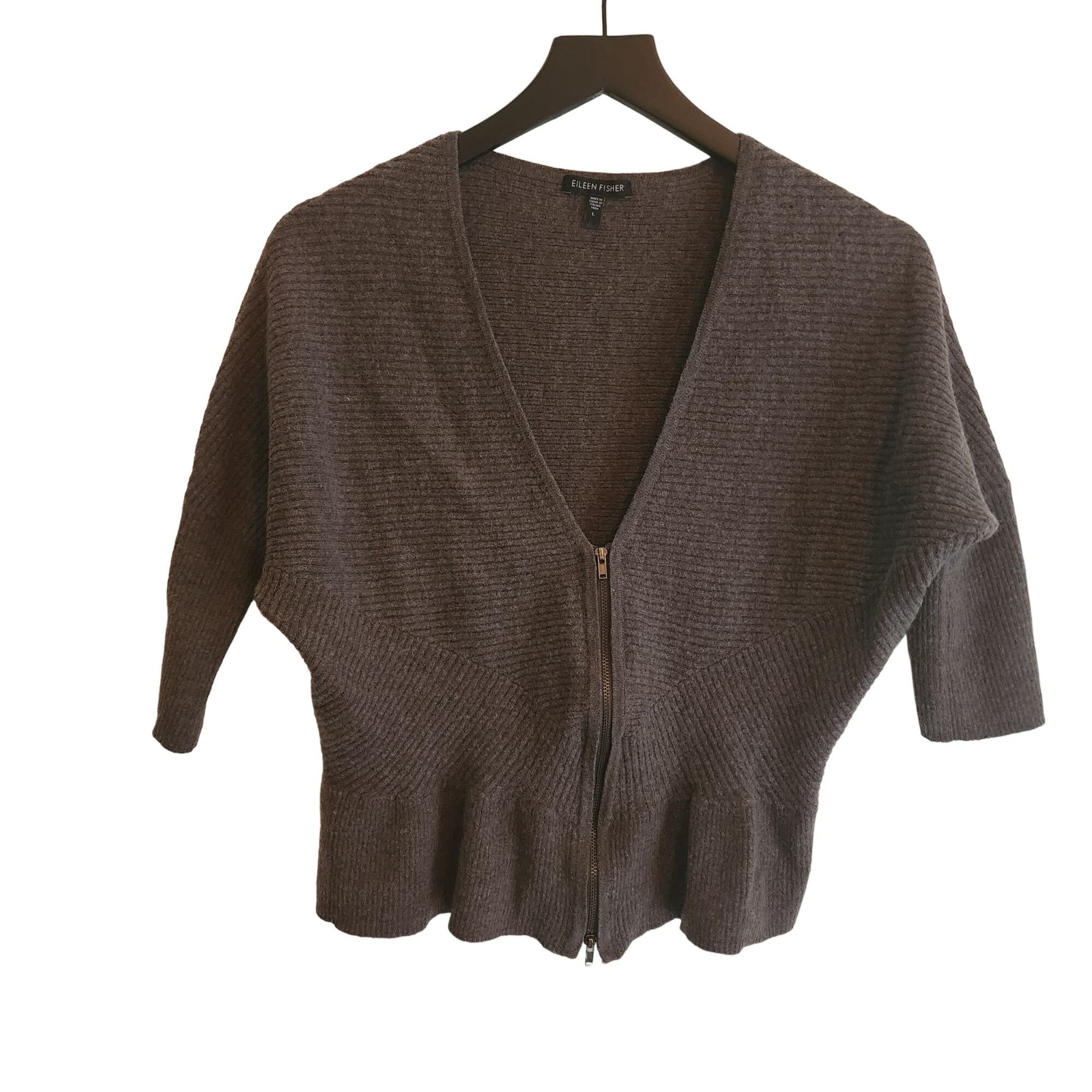 Eileen Fisher Eileen Fisher lightweight wool zip cardigan Brown Womens Siz Size L / US 10 / IT 46 - 2 Thumbnail