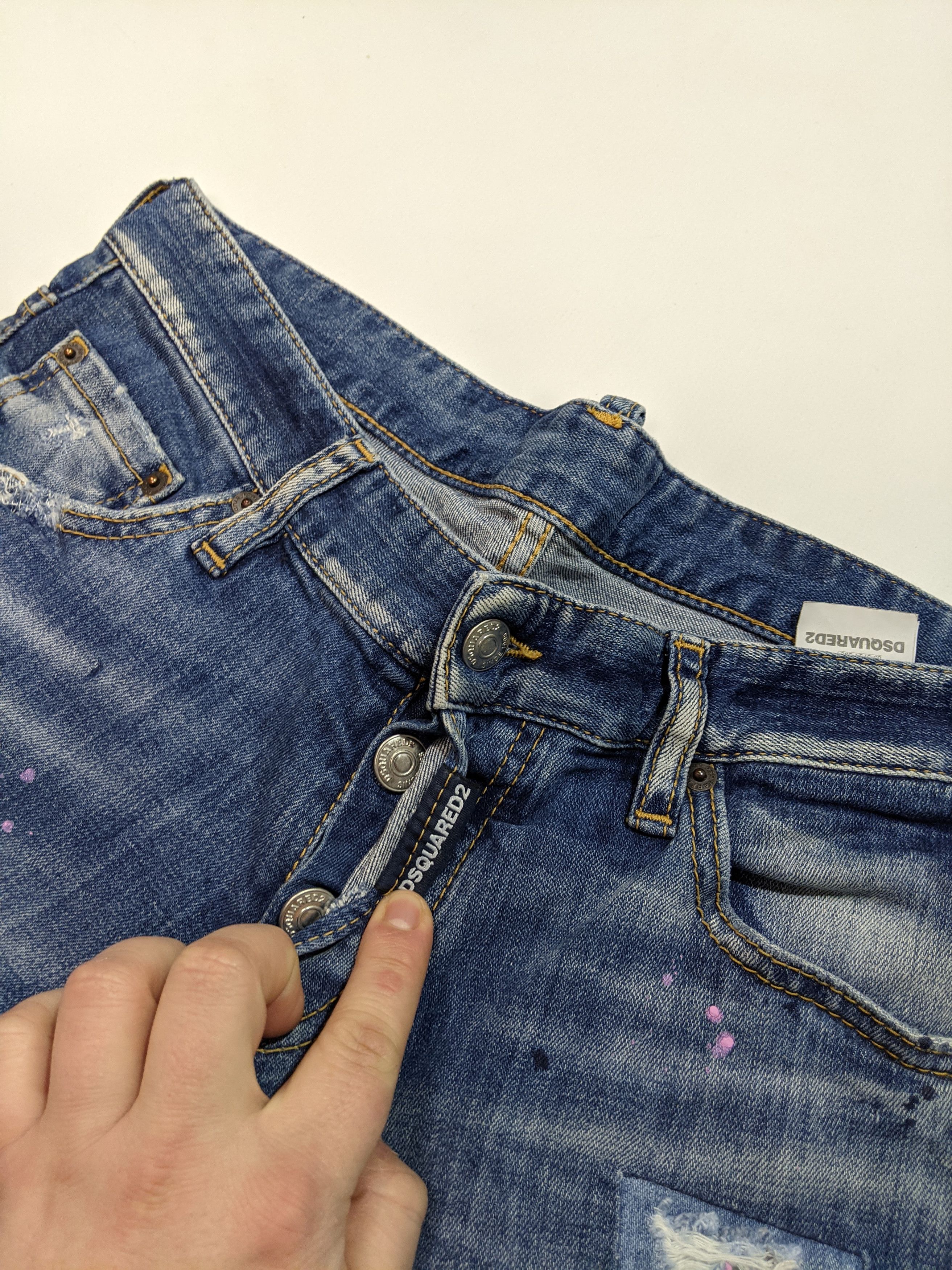 Dsquared2 DSQUARED2 Authentic Men's Blue Distressed Skinny Jeans Size US 31 - 3 Thumbnail