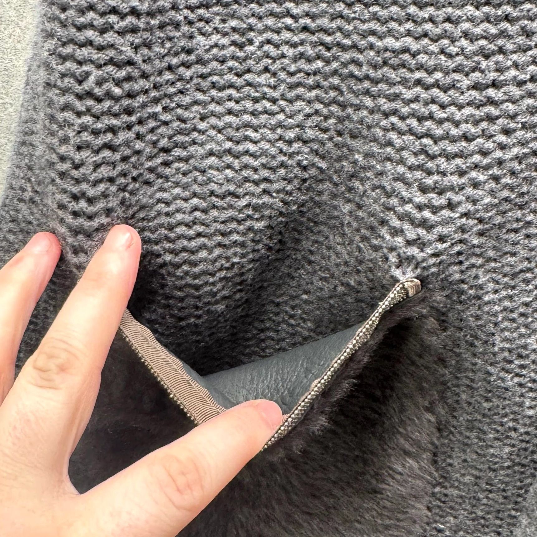 Fabiana Filippi Sweater Cardigan Womens Small Gray Fur Pocket Wool Italy