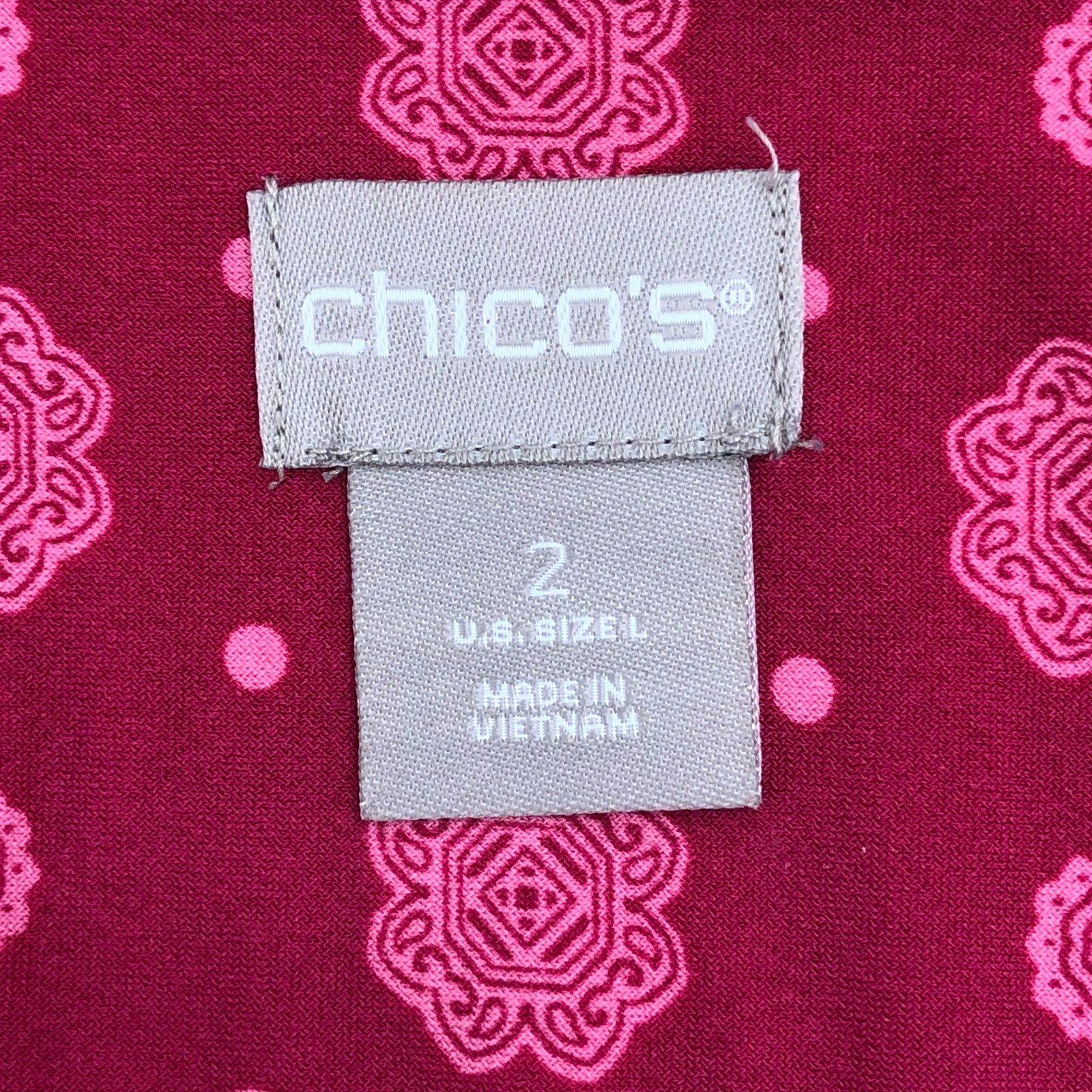 Chicos Chicos Size 2 US L Top Paisley Twist Half Sleeves Scoop Neck Size L / US 10 / IT 46 - 12 Thumbnail