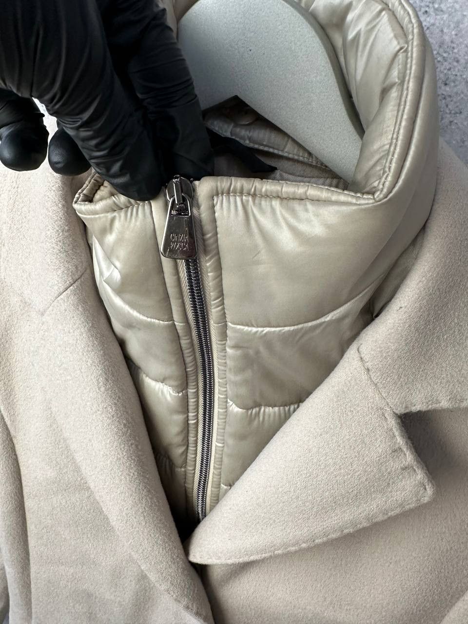 Cinzia Rocca Cinzia Rocca Beige Wool Coat with Removable Puffer Lining Size M / US 6-8 / IT 42-44 - 10 Thumbnail