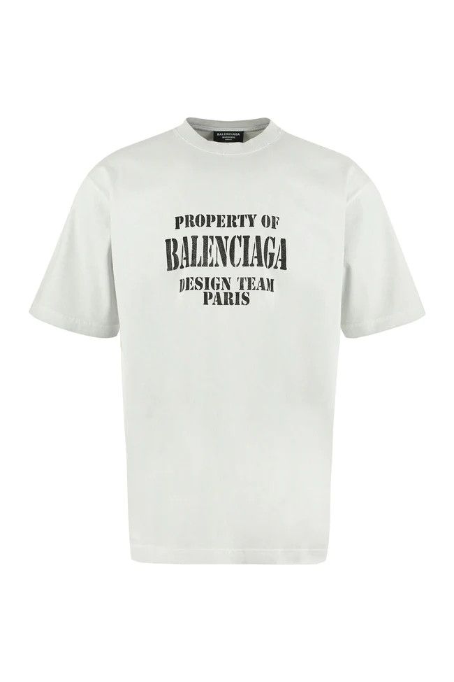 image of Balenciaga O1In1G1223 Property T-Shirt Large Fit In Light Gray & Black in Light Gray/Black (Size Sm